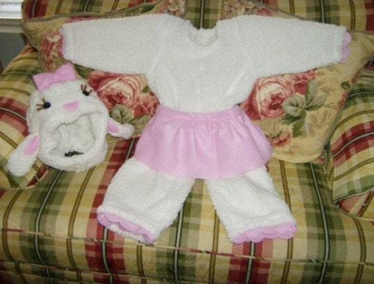 Kids Lamb Halloween Costume, Plush Farm Animal Outfit, Detached Hood Bodysuit