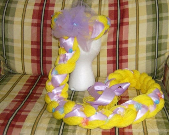 Rapunzel Yarn Wig, Long Blonde Princess Braid, Fairytale Halloween Costume Accessory