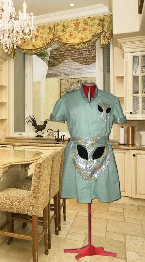 Alien Waitress Dress Costume Uniform Maid Retro UFO Diner Dress Pinup Halloween Rockabilly Outfit