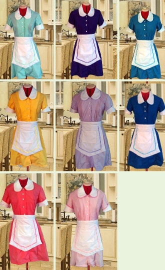 Waitress Halloween Dress Costume Uniform Diner Hostess Maid Retro Pinup Dress Rockabilly Outfit