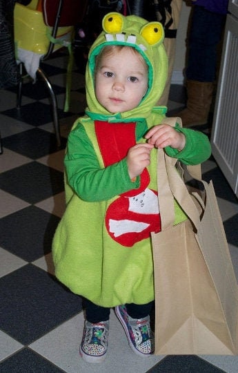 Kids Slimer Ghost Buster Halloween Costume, Fleece Jumpsuit Outfit