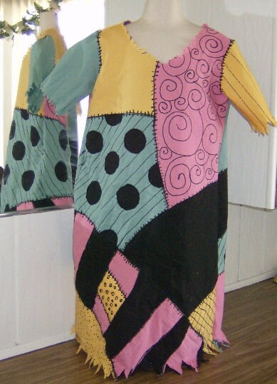 Sally Rag Doll Halloween Costume, Patchwork Dress, Hand-Painted Stitches, Nightmare Style