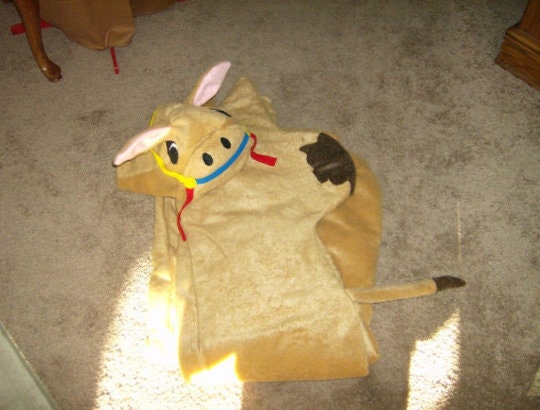 Unisex Camel Fleece Costume, Two-Piece Hooded Bodysuit, Desert Animal Halloween Outfit