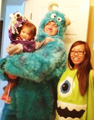 Mike Wazowski Monster Fleece Costume, Hand Appliqued Face, Halloween Dress Up