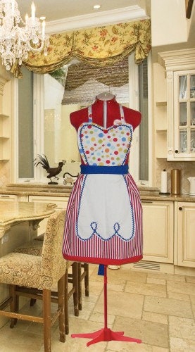 Wonder Bread Circus Waitress Apron Costume Retro Diner Pinup Maid Halloween Rockabilly Uniform