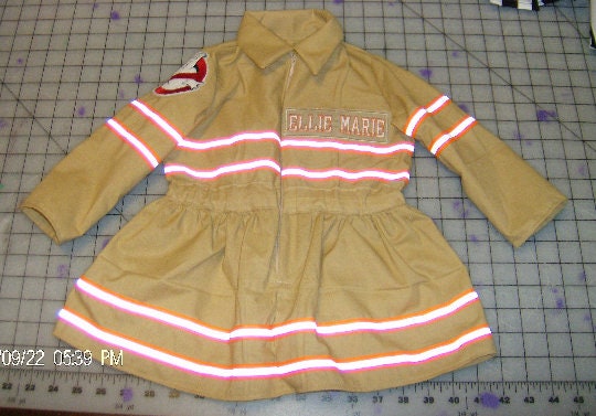 Girls Ghostbuster Costume Dress, Movie-Inspired Halloween Outfit, Tan Jumpsuit Style
