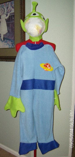 Kids Fleece Alien Costume, 3-Eyed Space Creature Halloween Outfit