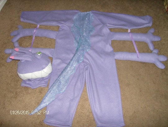 Purple Monster Randall Alien Costume: Fleece Bodysuit and Hood for Halloween Cosplay