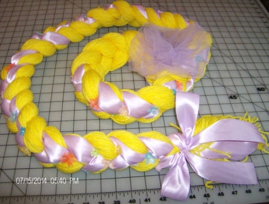 Rapunzel Yarn Wig, Long Blonde Princess Braid, Fairytale Halloween Costume Accessory
