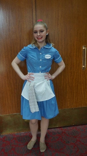 Blue Waitress Dress Costume Uniform Maid Blue Retro Diner Hostess Pinup Halloween Rockabilly Outfit
