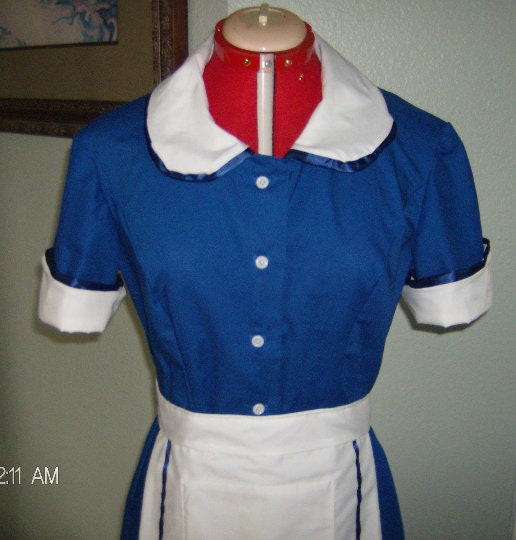 Waitress Halloween Dress Costume Uniform Diner Hostess Maid Retro Pinup Dress Rockabilly Outfit