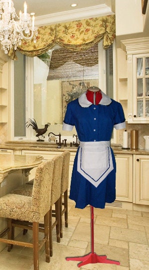 Waitress Halloween Dress Costume Uniform Diner Hostess Maid Retro Pinup Dress Rockabilly Outfit