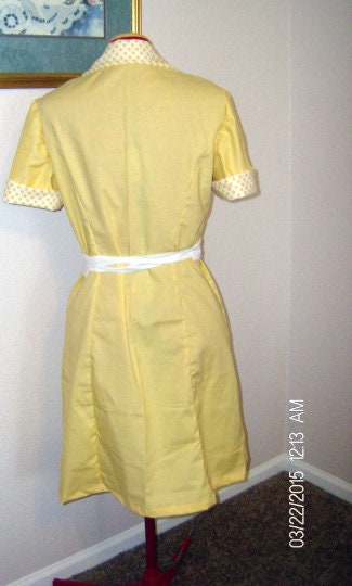 Waitress Dress Halloween Costume Uniform Polka Dot Retro Diner Dress Rockabilly Pinup Hostess Outfit