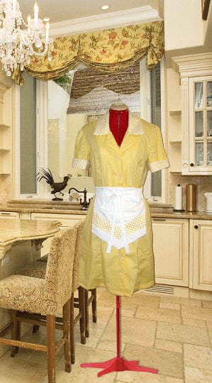 Waitress Dress Halloween Costume Uniform Polka Dot Retro Diner Dress Rockabilly Pinup Hostess Outfit