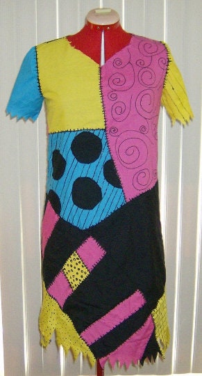 Sally Rag Doll Halloween Costume, Patchwork Dress, Hand-Painted Stitches, Nightmare Style