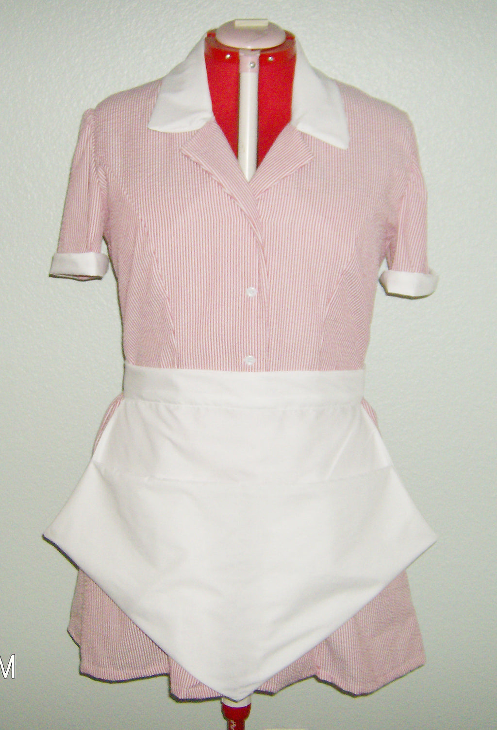 Waitress Dress Costume Uniform Retro Diner Pinup Hostess Halloween Costume Custom Made 50s Rockabilly Dress Ruby