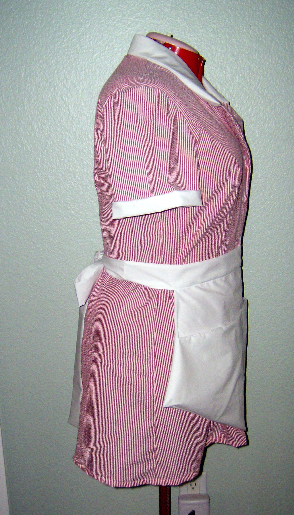 Waitress Dress Costume Uniform Retro Diner Pinup Hostess Halloween Costume Custom Made 50s Rockabilly Dress Ruby