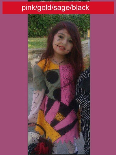 Sally Stitches Ragdoll Halloween Costume Dress, Hand-Painted Patchwork Outfit