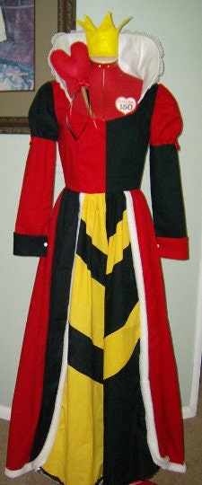 Queen of Hearts Halloween Costume Dress, Women's Royal Villain Costume, Fairytale Halloween Costume, Red Queen Cosplay Dress