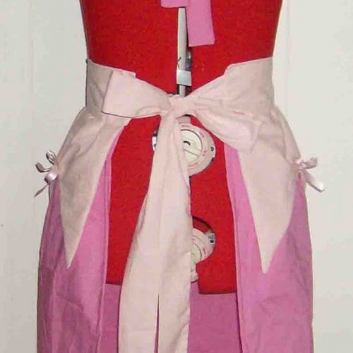 Retro Beauty Hostess Apron Costume Pink Waitress Uniform Pinup Maid Halloween Rockabilly Apron
