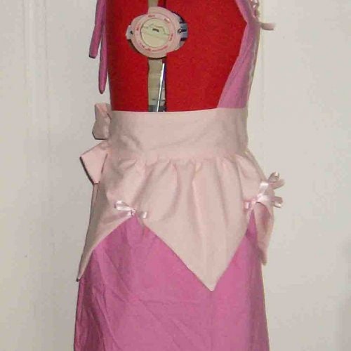Retro Beauty Hostess Apron Costume Pink Waitress Uniform Pinup Maid Halloween Rockabilly Apron
