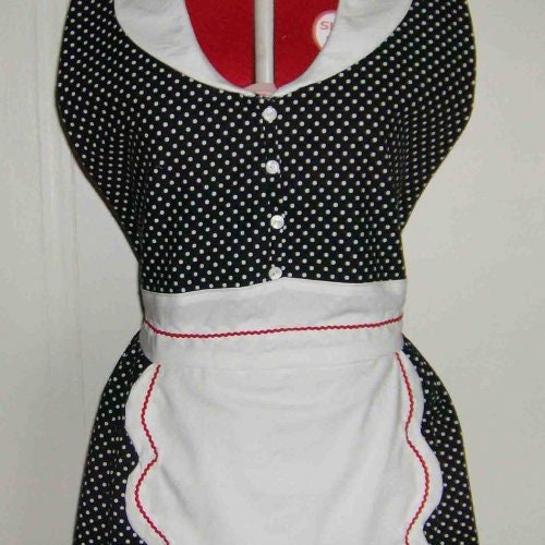 Lucy Inspired Waitress Apron Costume Retro Pinup Maid Uniform Rockabilly Halloween Cosplay
