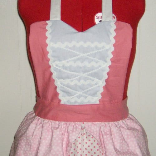 Little Bo Peep Apron Costume Retro Maid Waitress Uniform Pink Pinup Halloween Cosplay Outfit