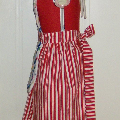 Retro Circus Waitress Apron Costume Pinup Maid Hostess Uniform Rockabilly Halloween Cosplay