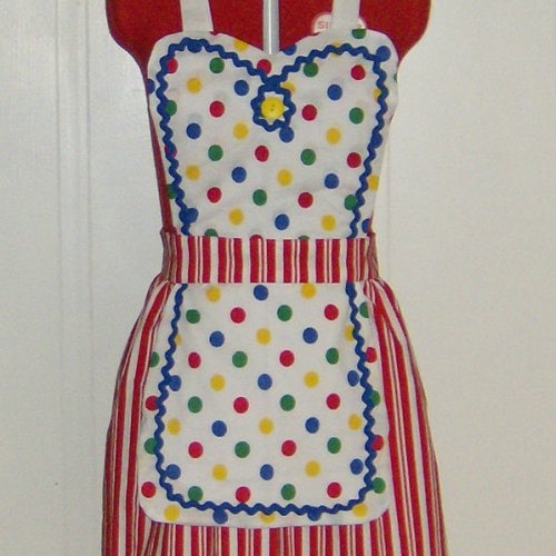 Retro Circus Waitress Apron Costume Pinup Maid Hostess Uniform Rockabilly Halloween Cosplay