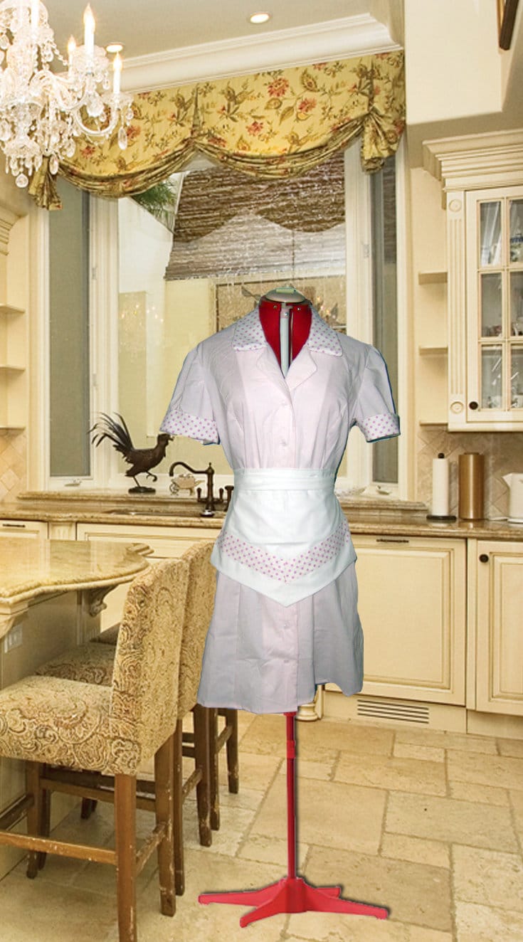Waitress Dress Costume Halloween Uniform Alice Pink Polka Dot Retro Diner Dress Pinup Hostess Outfit