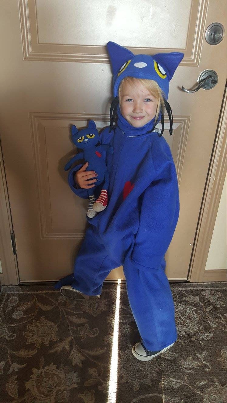 Blue Cat Halloween Costume, Fleece Bodysuit and Hood, Kids Dress-Up Outfit