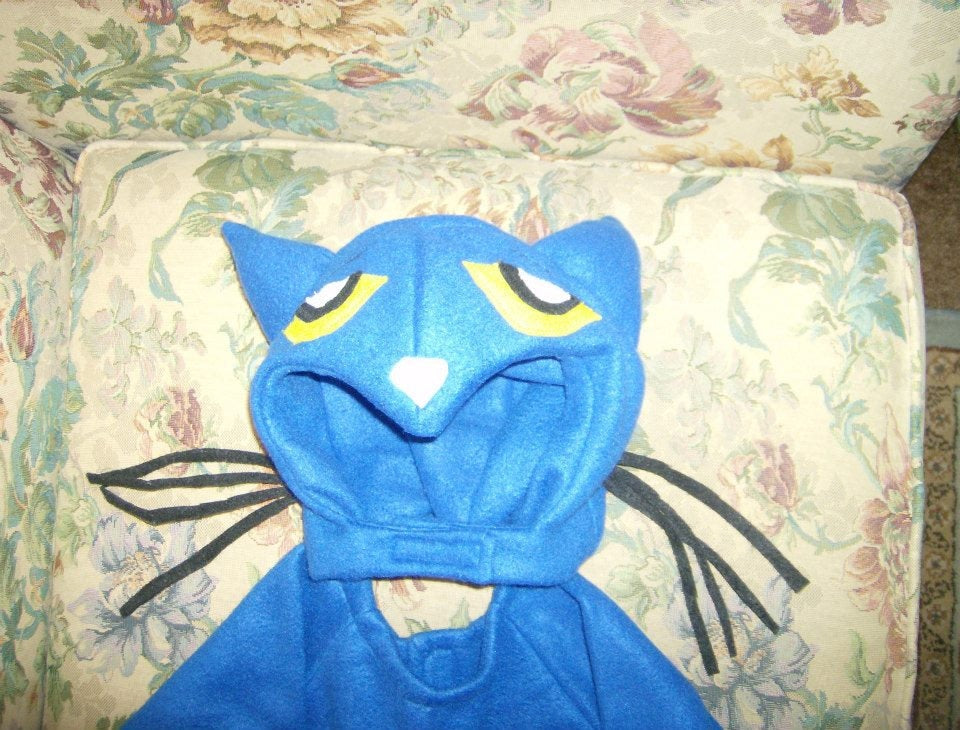 Blue Cat Halloween Costume, Fleece Bodysuit and Hood, Kids Dress-Up Outfit
