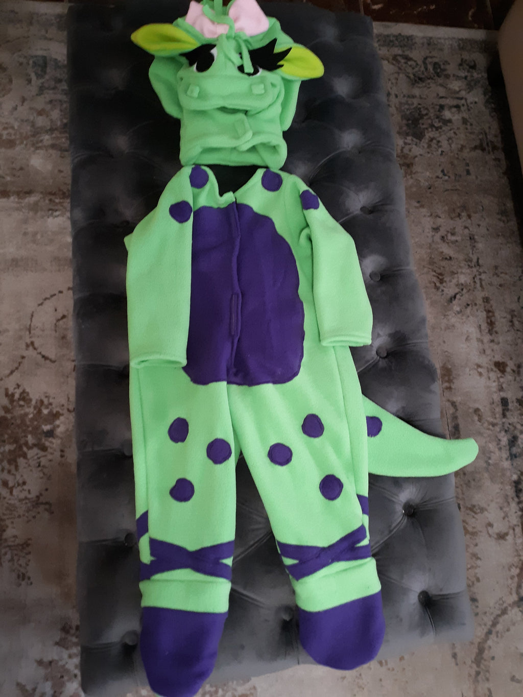 Baby Bop Fleece Dinosaur Costume, Purple Halloween Outfit, Retro Character Toddler Dress-Up