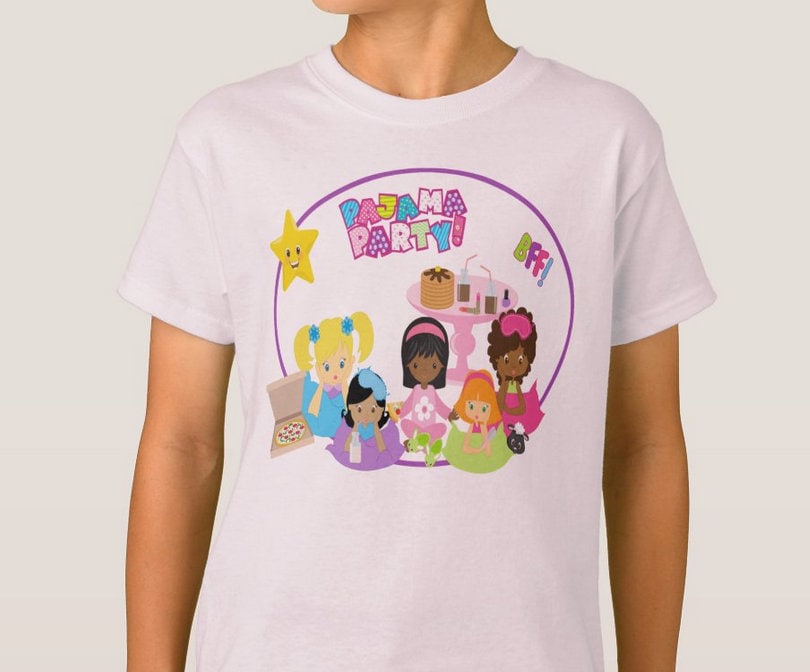 Personalized Sleepover Birthday Shirt, Custom Girls Pajama Party Tee
