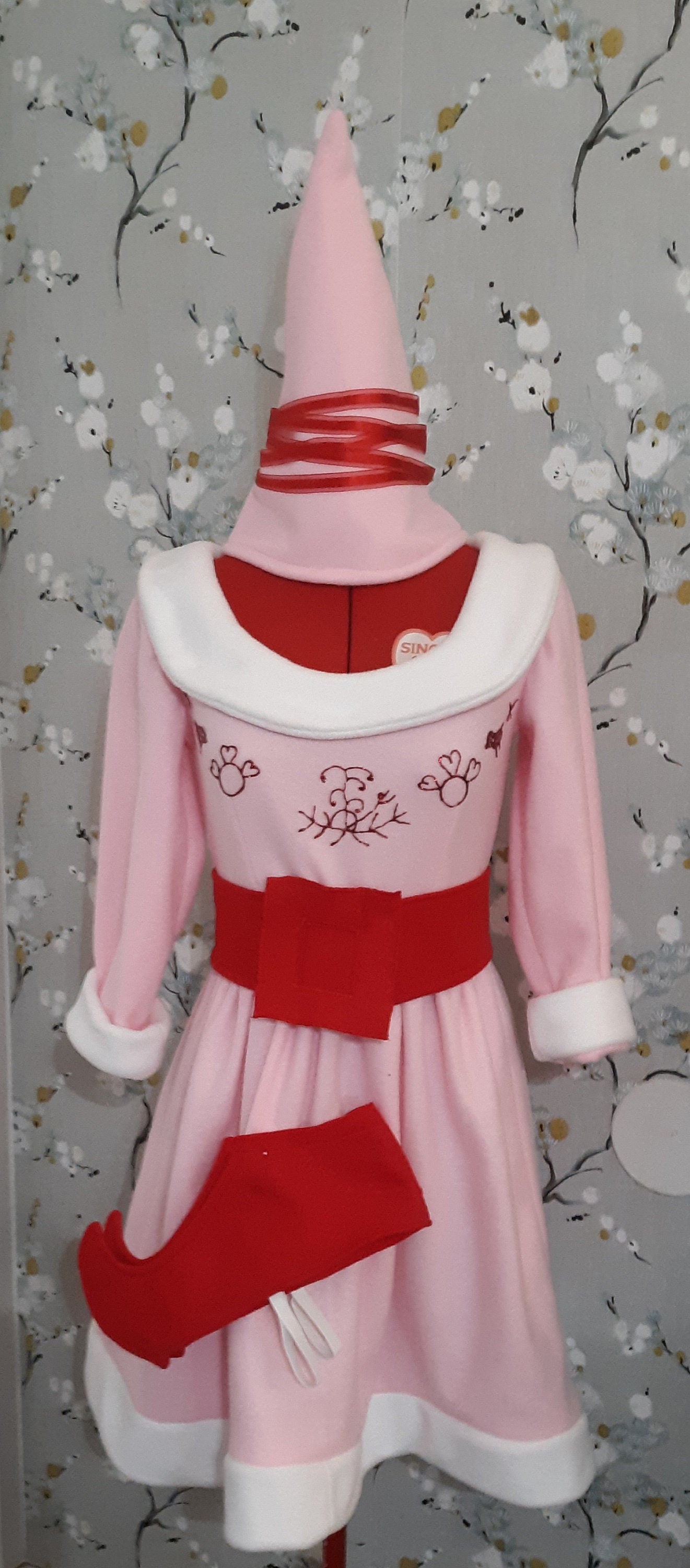 Women's Jovie Elf Costume, Pink Fleece Dress, Holiday Cosplay Set – Yellow Cardinal Studio