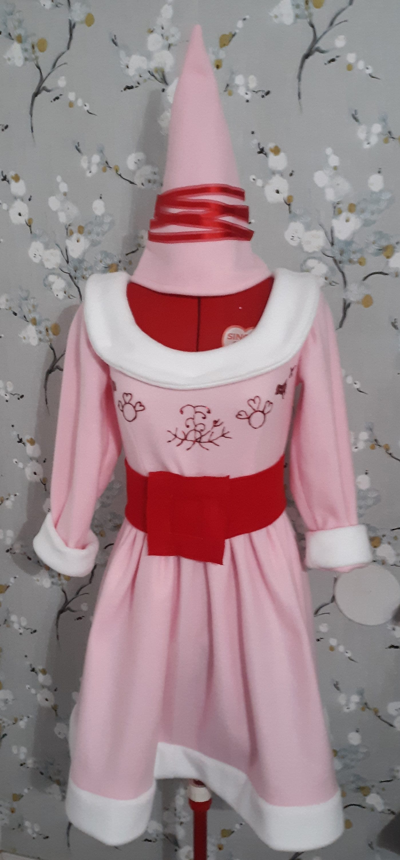 Women's Jovie Elf Costume, Pink Fleece Dress, Holiday Cosplay Set
