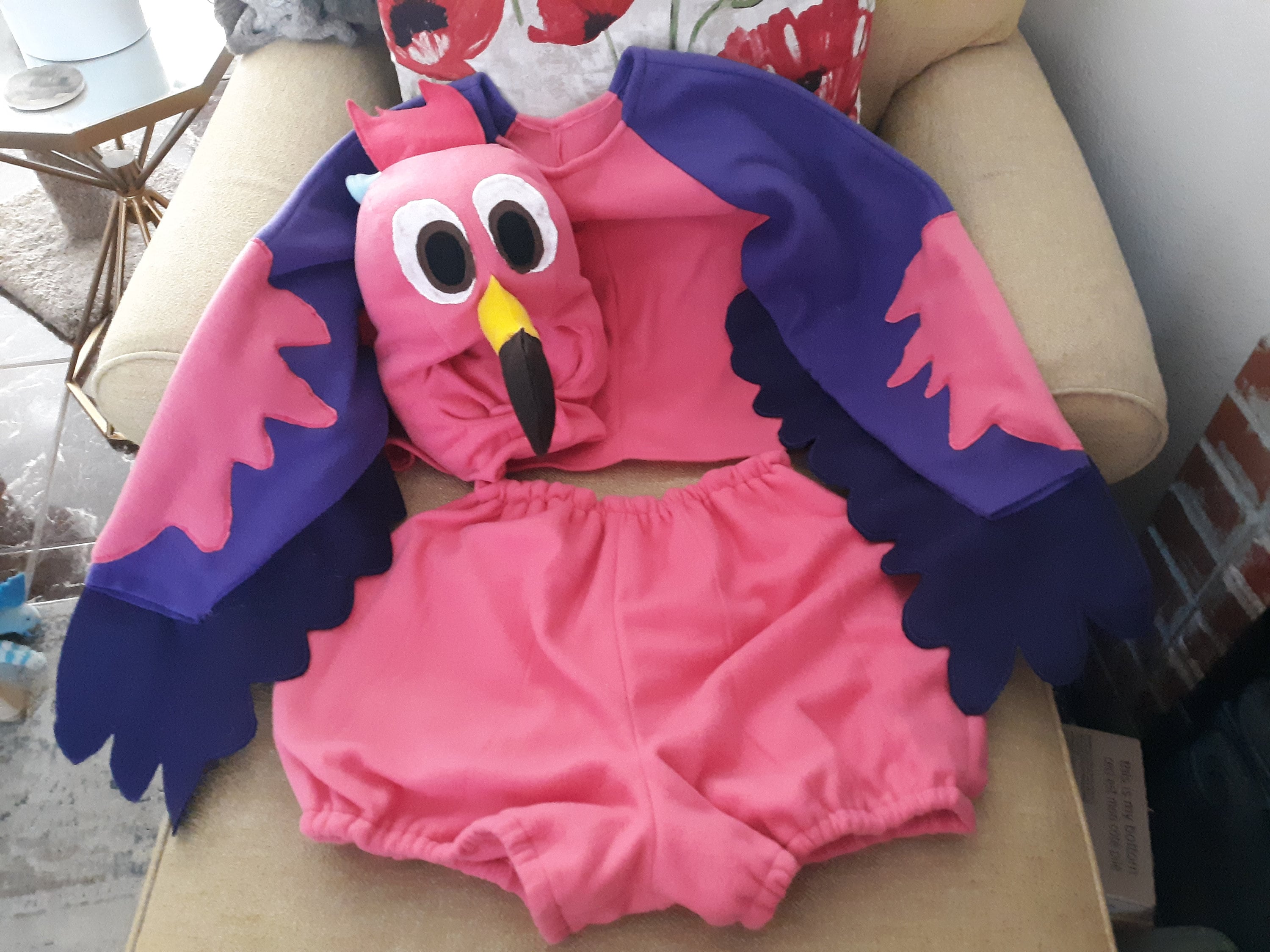 Adult Flamingo Costume, Pink Bird Halloween Cosplay, Fleece Wings Jacket