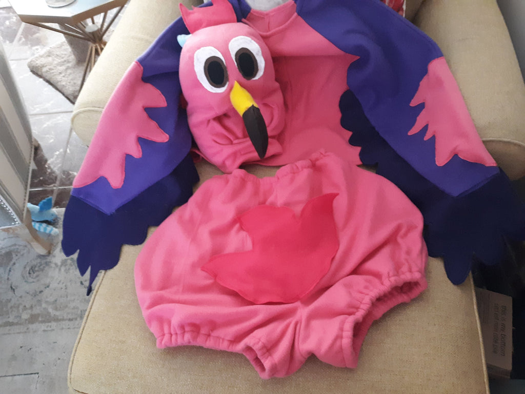 Adult Flamingo Costume, Pink Bird Halloween Cosplay, Fleece Wings Jacket