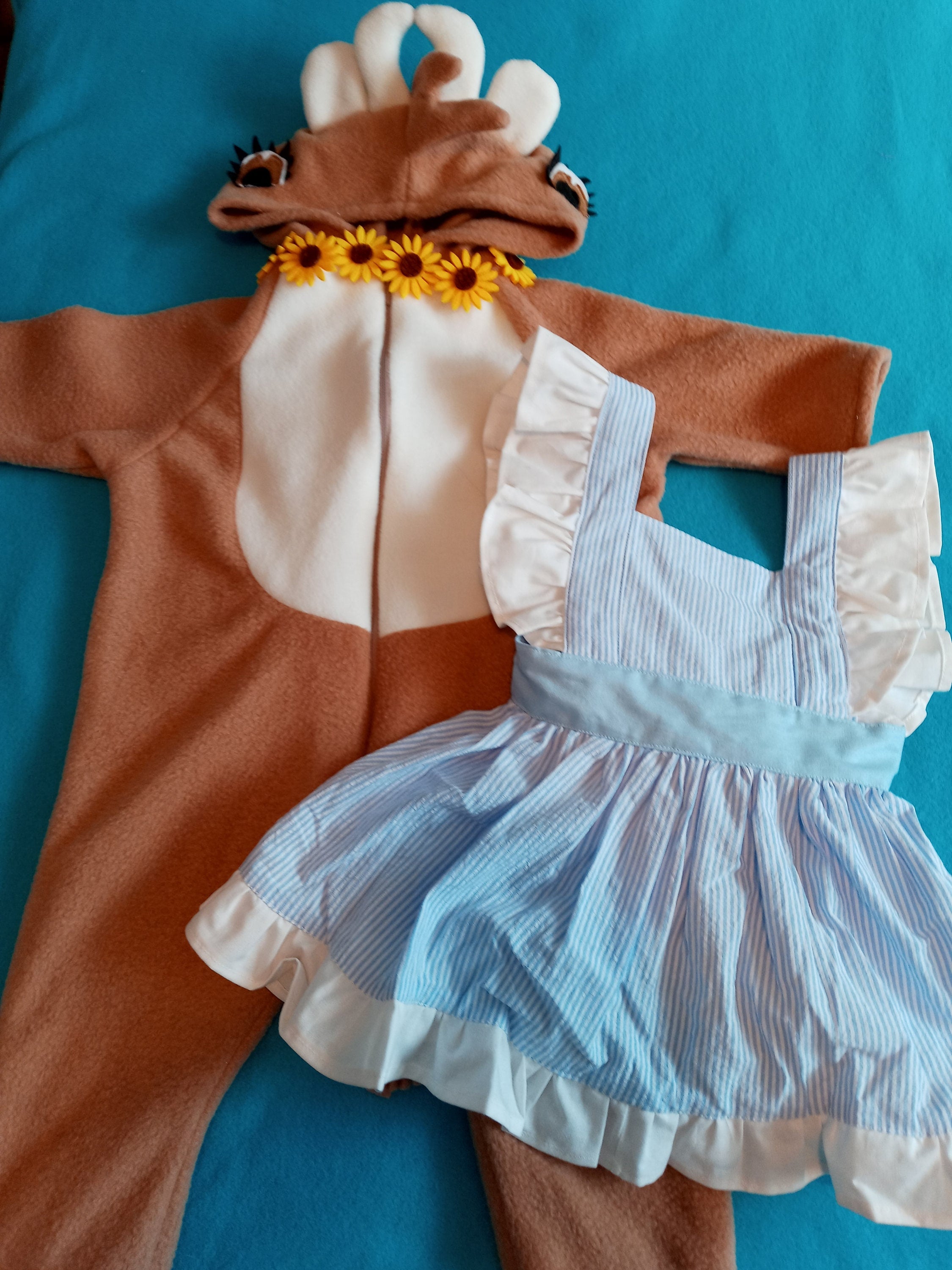 Brown Cow Fleece Costume with Apron, Farm Animal Halloween Outfit