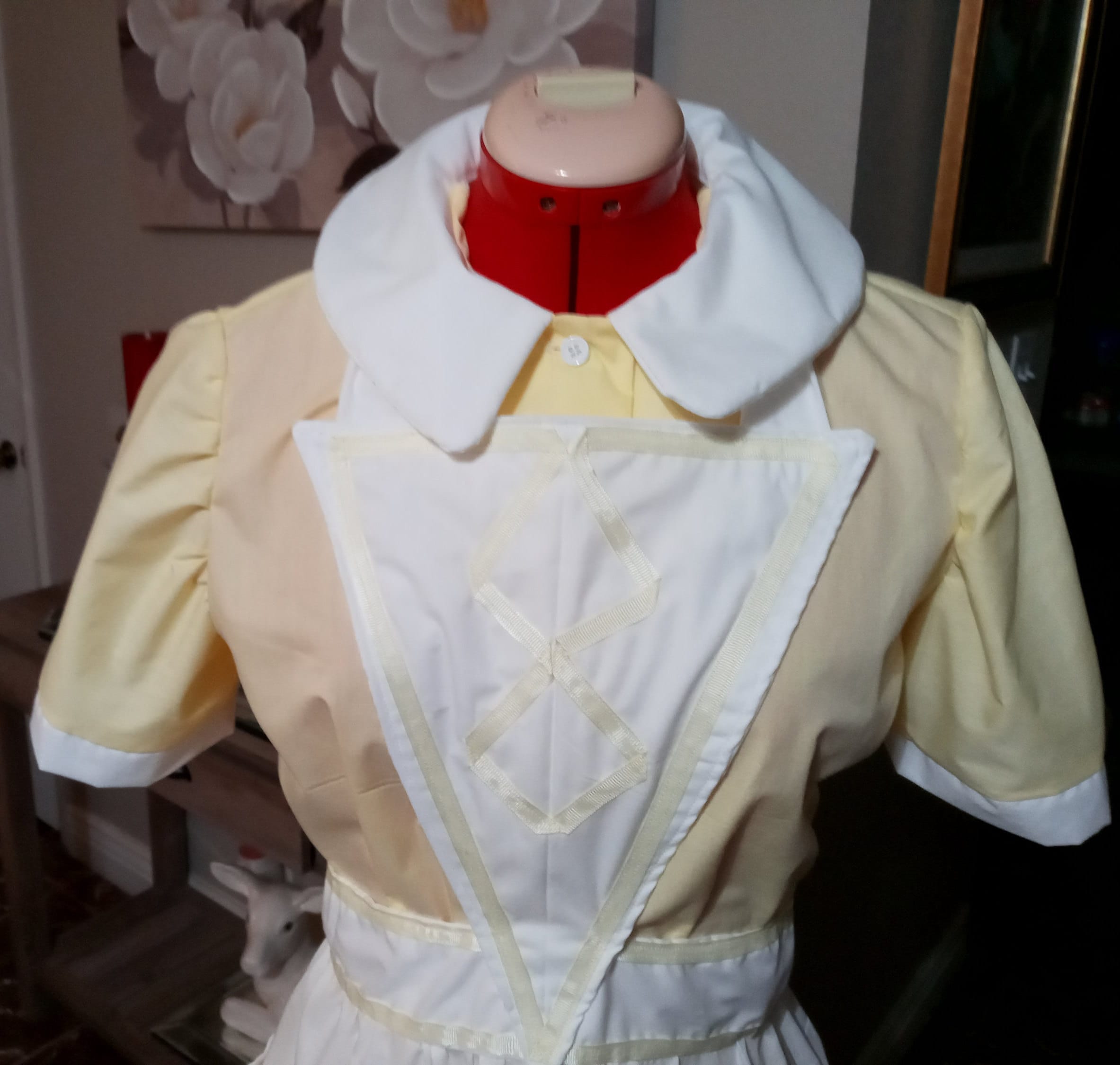Waitress Dress Costume Halloween Uniform Yellow Retro Diner Dress Pinup Hostess Rockabilly Outfit