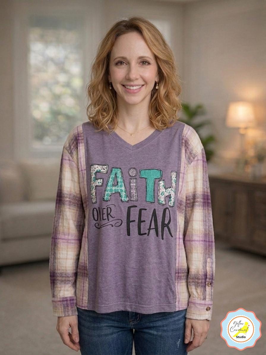 Upcycled Purple Flannel V-Neck Shirt – Faith Over Fear Christian Apparel (2XL)