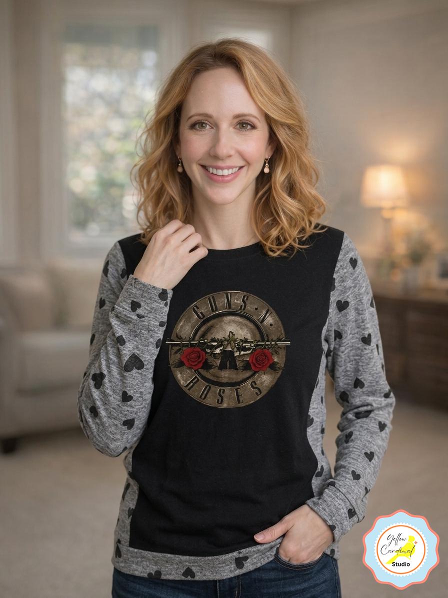 Guns N' Roses Long Sleeve Shirt - Retro 80s Rock Band Tee - Distressed Graphic Streetwear  Music Fan Gift  Vintage Style Rock Pullover Metal