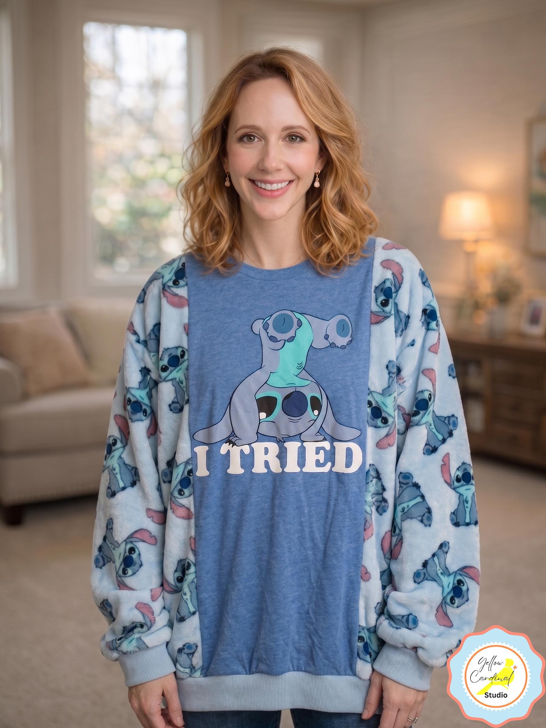 Upcycled Vintage Stitch Fleece Sweatshirt – Cozy XL Pullover Hoodie