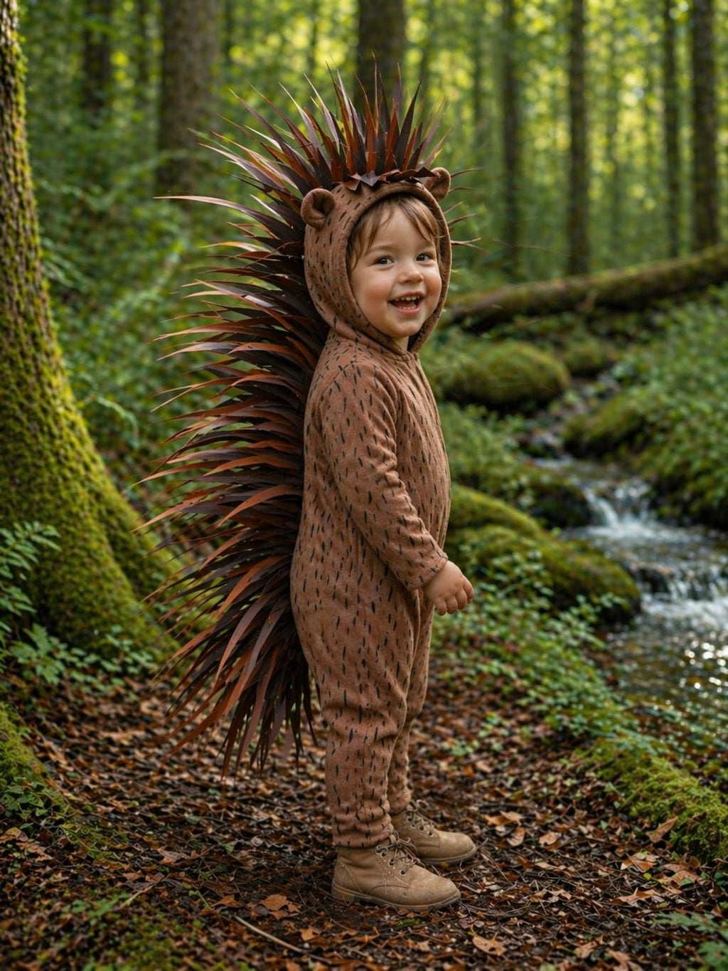 Fleece Porcupine Costume: Woodland Creature Halloween Cosplay Bodysuit Quills