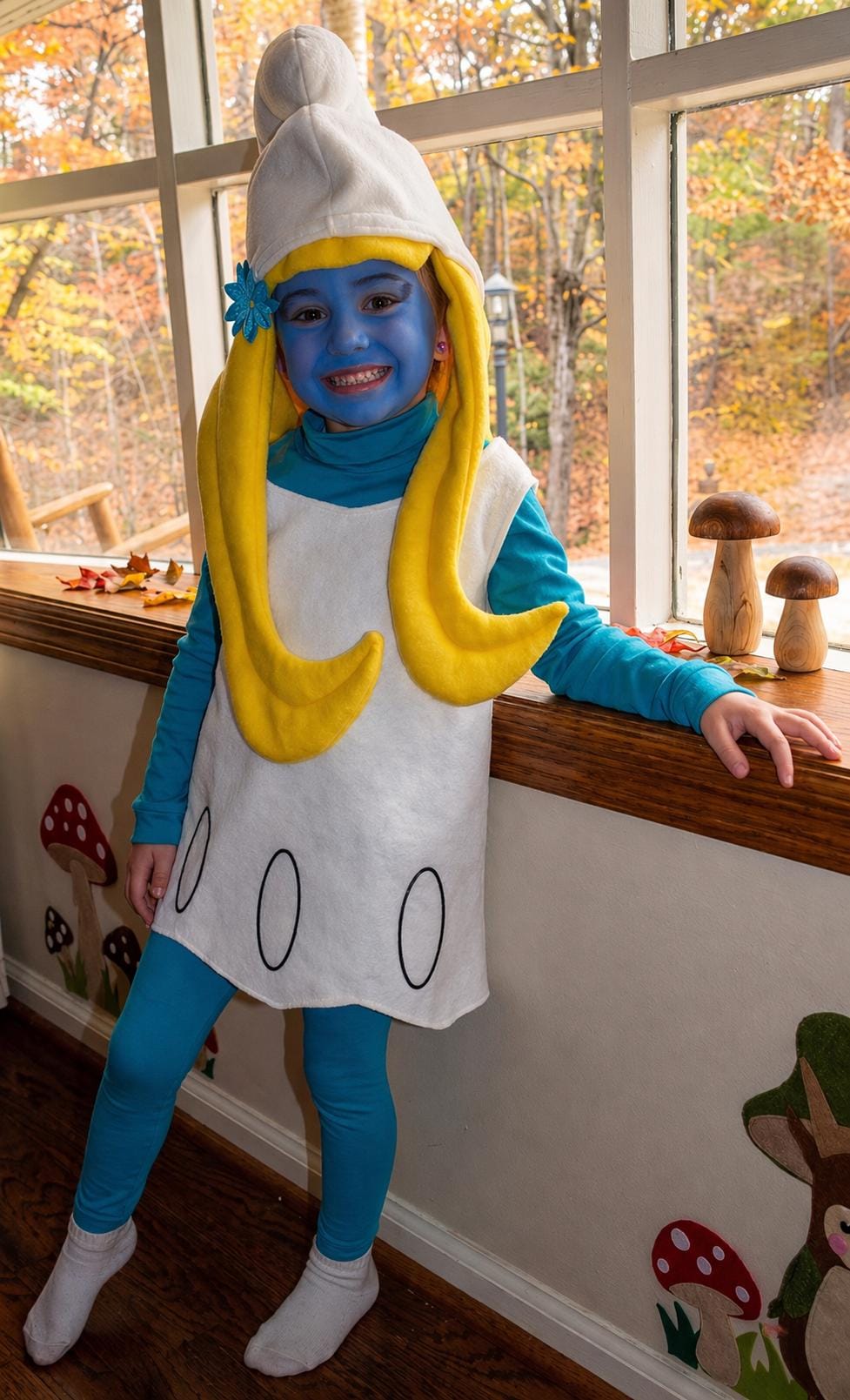 Kids Smurfette Halloween Costume, Girls Blue Character Costume, Cute Cartoon Halloween Costume, Fantasy Dress Up Costume