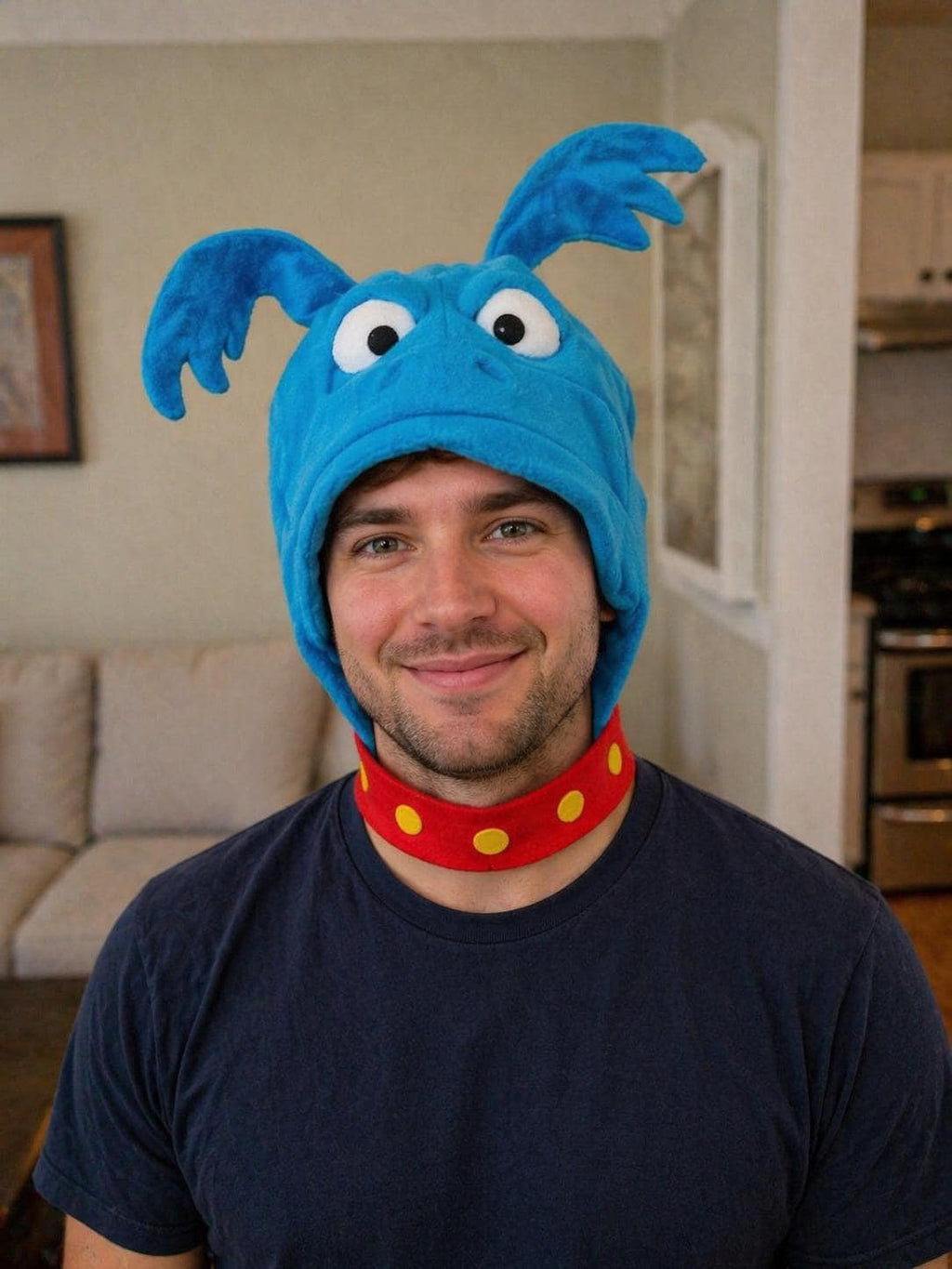 Unisex Hood Blue Stuffy Pet Dragon Halloween Costume, Plush Monster Hood Costume, Character Hood, Funny Blue Monster Cosplay