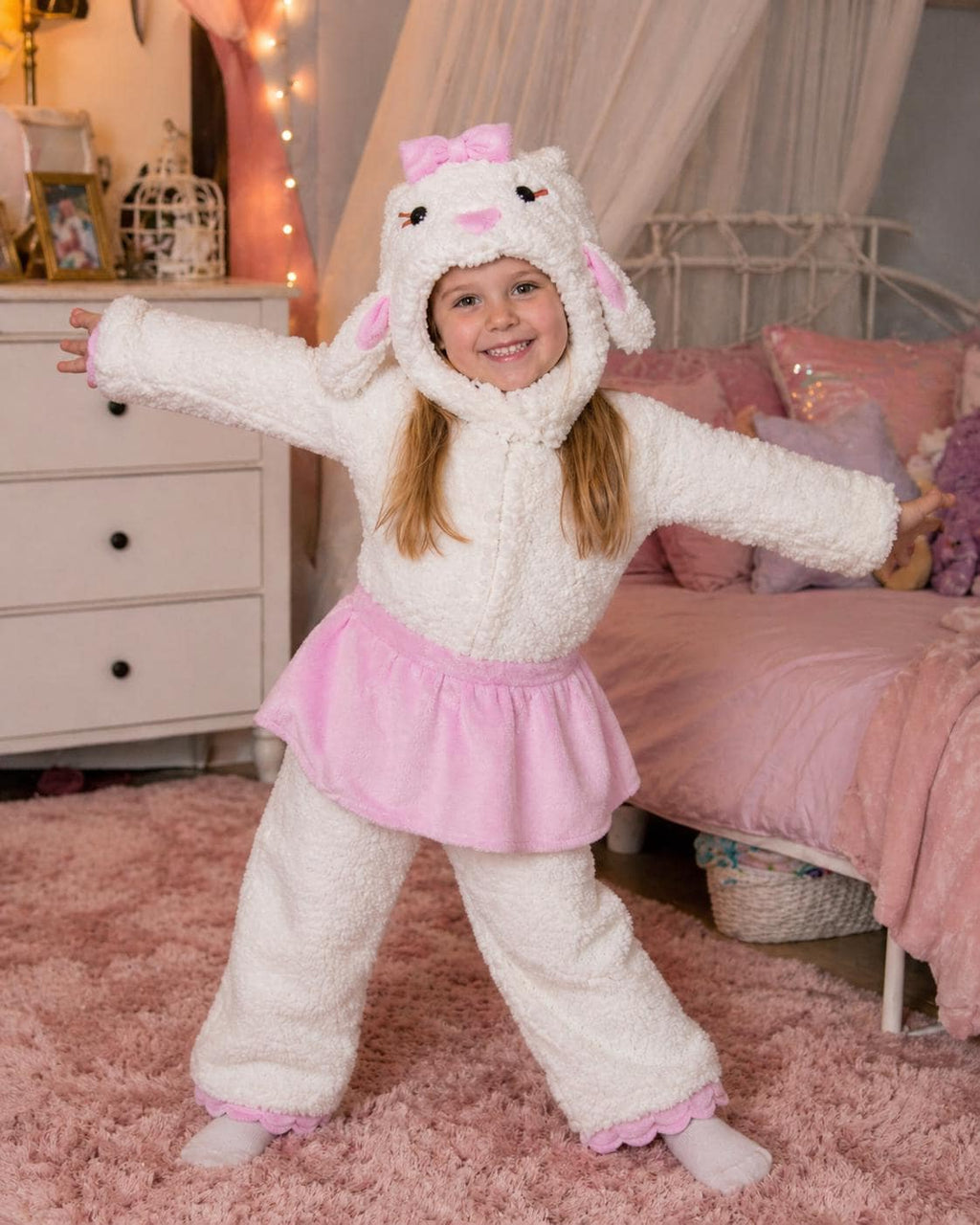 Lamb Halloween Costume Outfit, Kids Lamb Costume, Cute Sheep Halloween Costume, Plush Farm Animal Costume for Kids