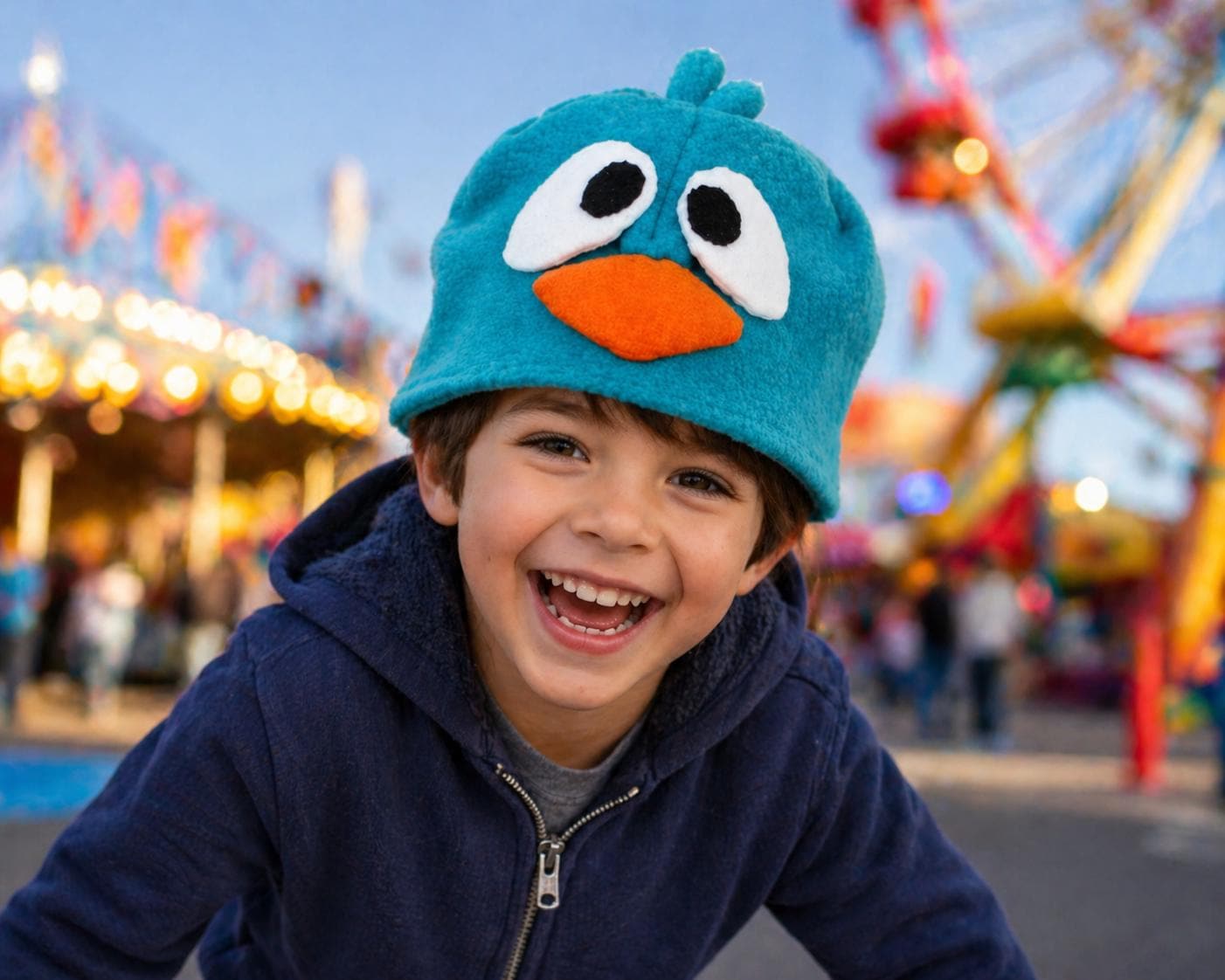 Fleece Sleepy Bird Hat, Kids Animal Costume, Cozy Halloween Beanie