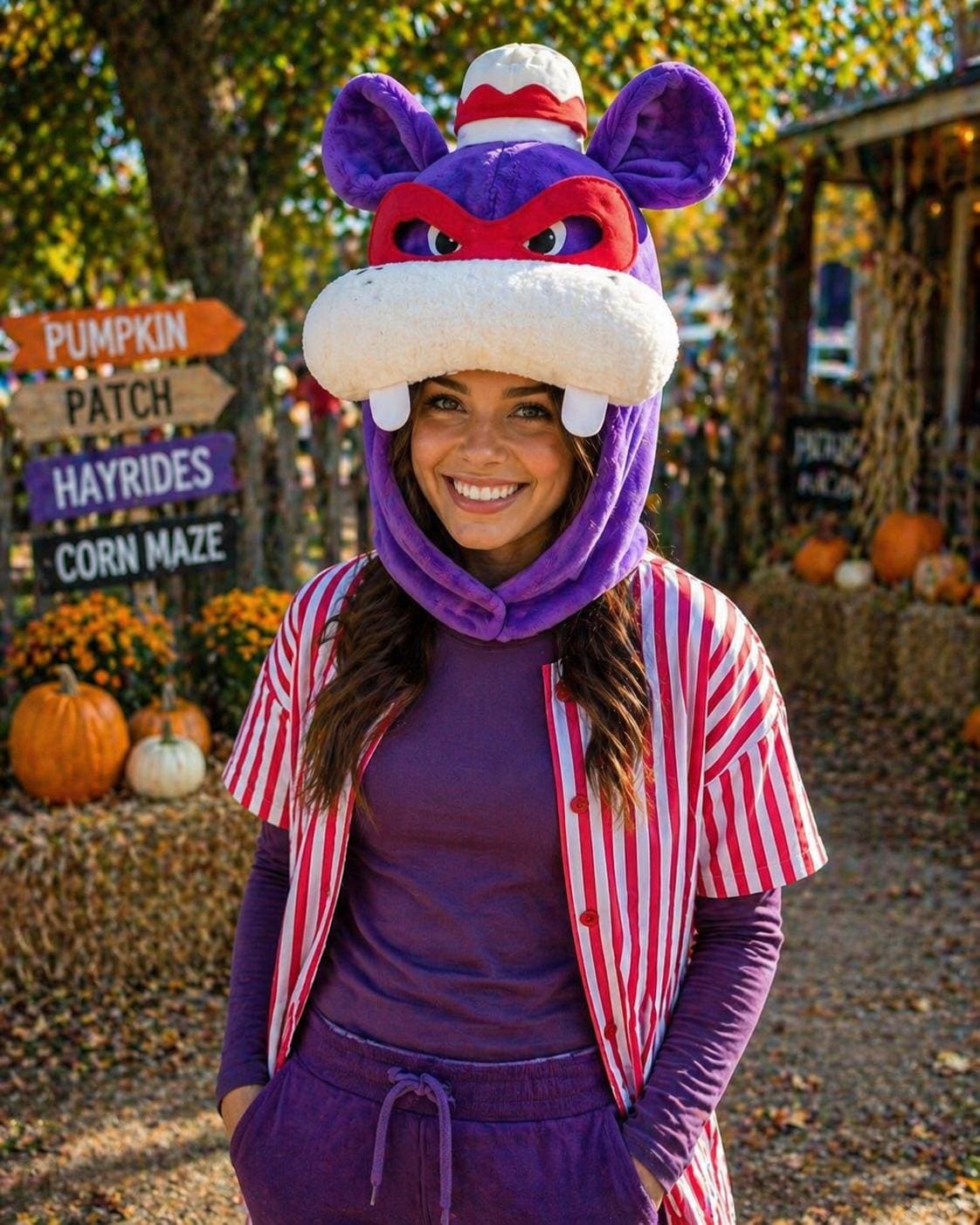Hallie Hippo Costume Hood, Handmade Halloween Animal Cosplay Cute Adult Costume Fantasy Creature Outfit