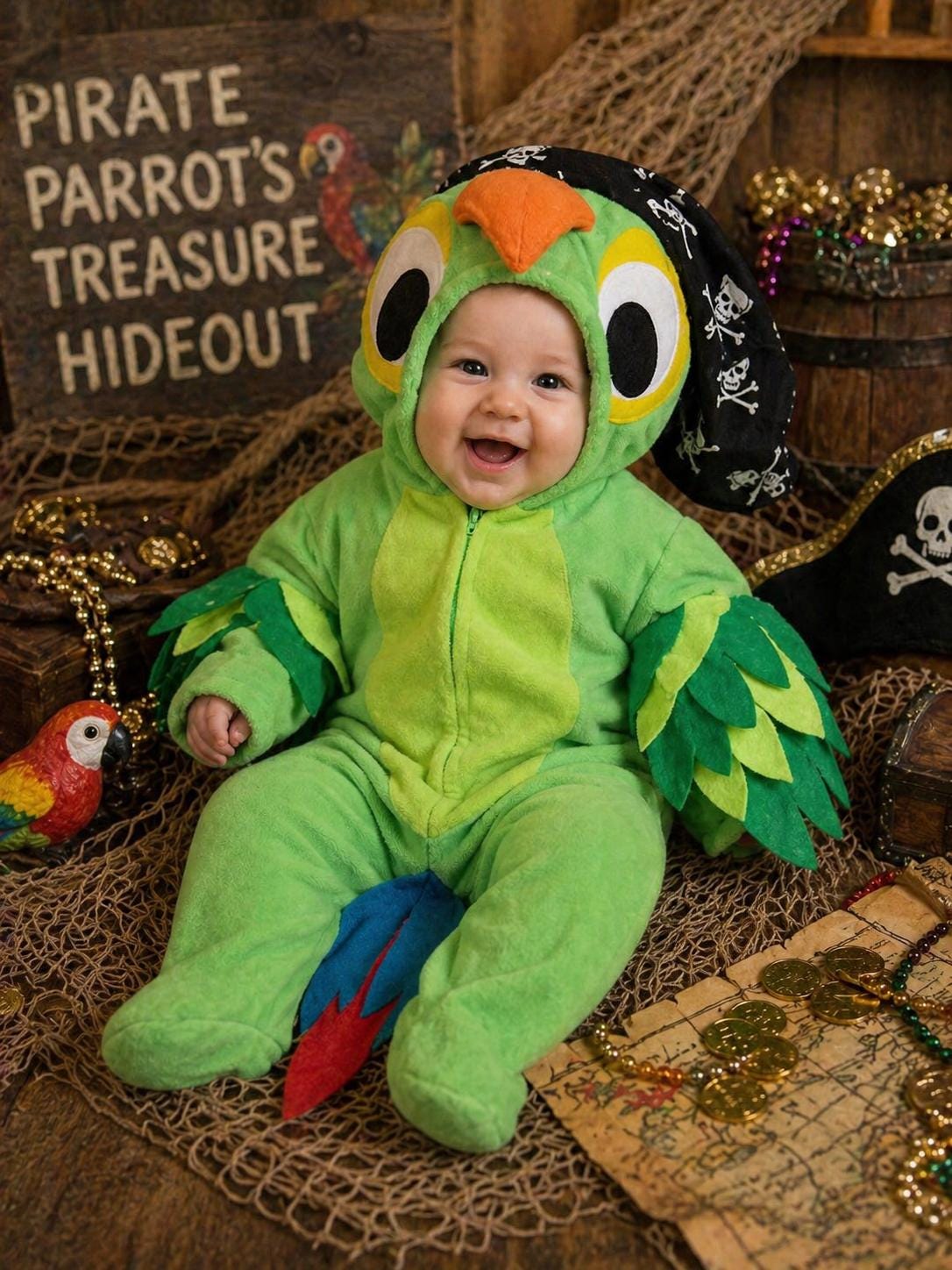 Pirate Parrot Skully Scully Bird Halloween Costume Outfit, Baby Toddler Parrot Halloween Costume, Tropical Bird Costume, Cute Bird Costume